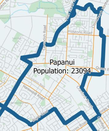 CCC Papanui Ward map 2016